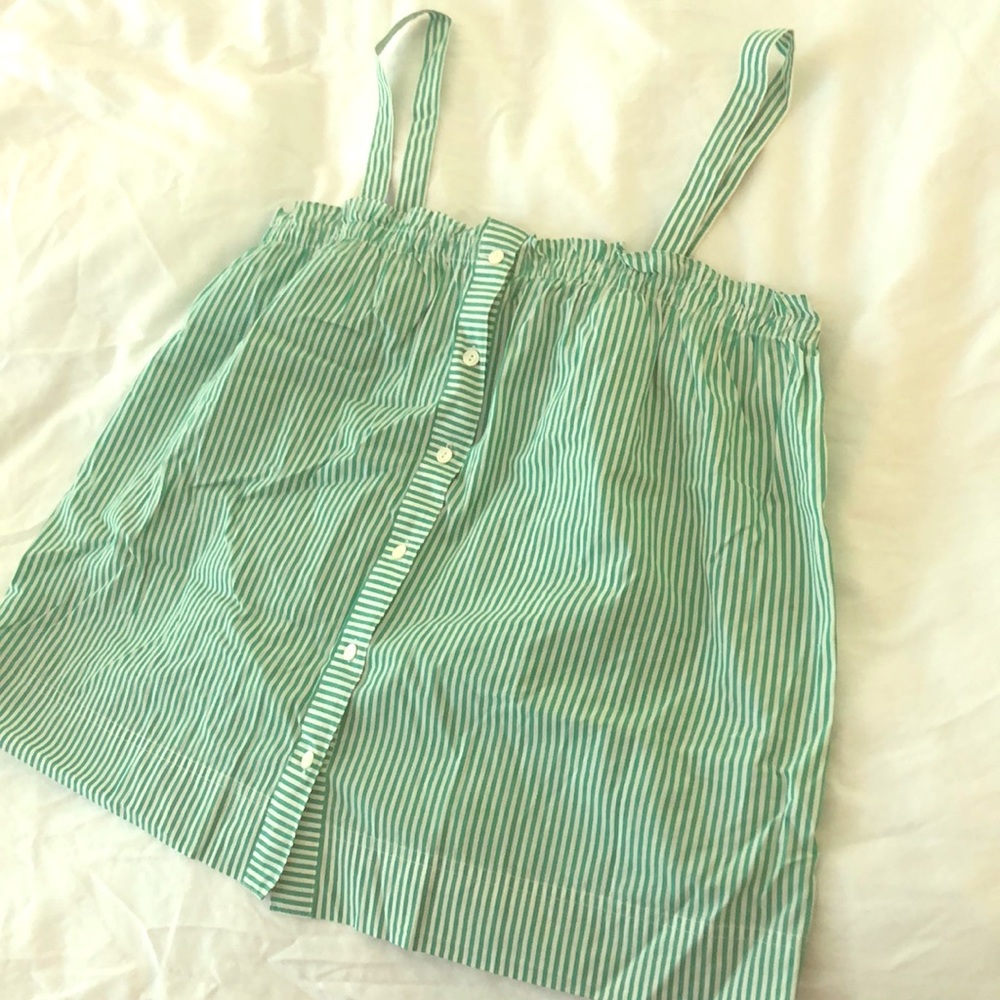 Green and white striped top